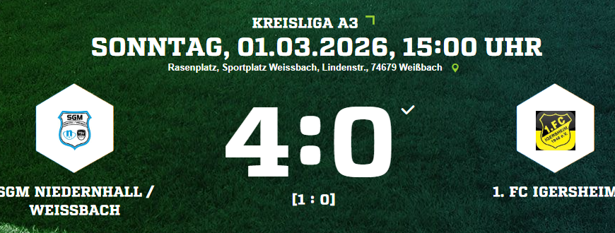 Auswärtsniederlage für den 1. FC Igersheim in Weißbach